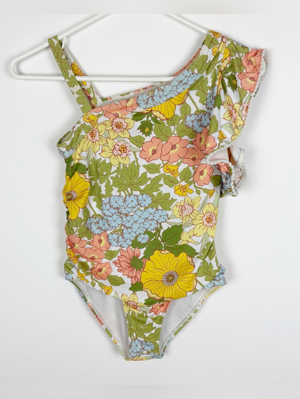 Janie and Jack Swimsuit Girls Size 10 Floral One Shoulder Ruffle